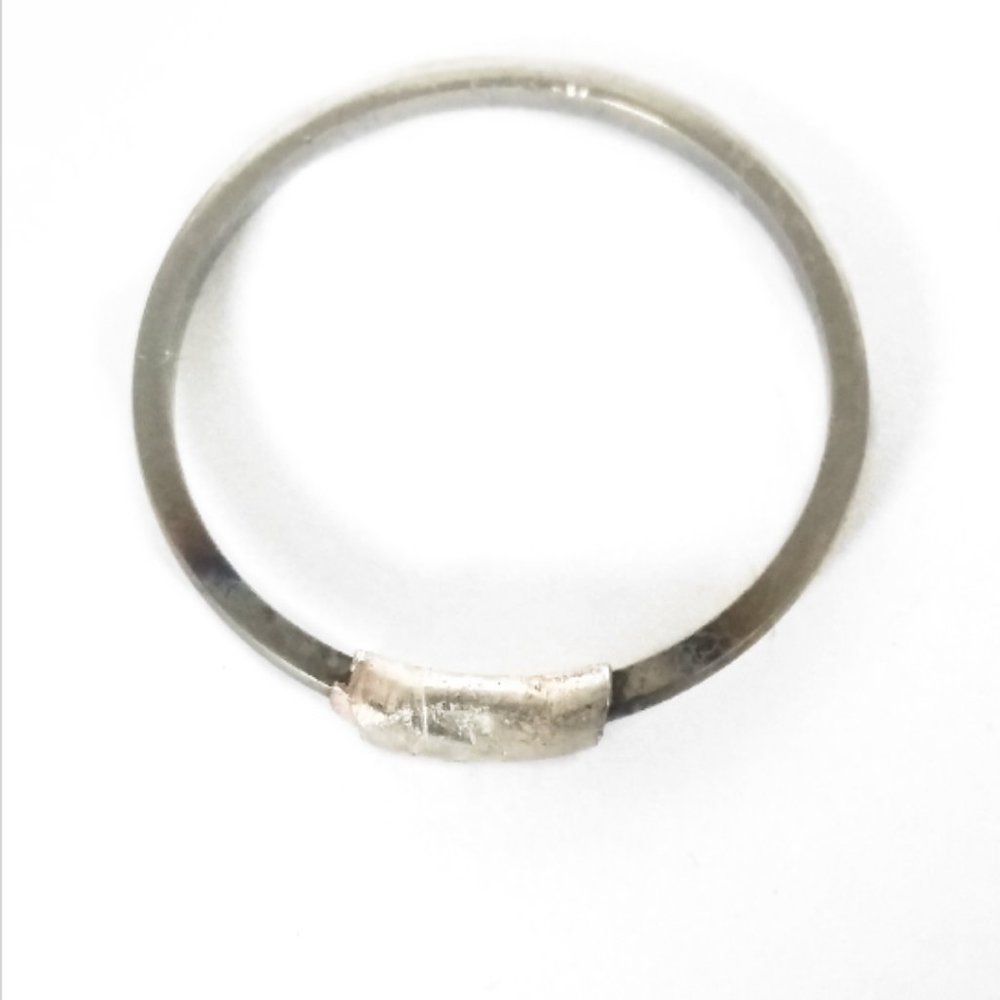 Titanium With Fine Silver Detail Ring Handmade
